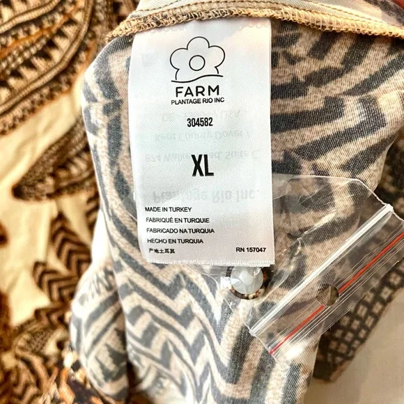 NEW Farm Rio Sand Yawanawa Vanahu Midi Dress Size XL - Picture 8 of 9